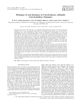 Phylogeny of Seed Dormancy in Convolvulaceae, Subfamily Convolvuloideae (Solanales)