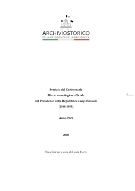 Servizio Del Cerimoniale Diario Cronologico Ufficiale Del Presidente