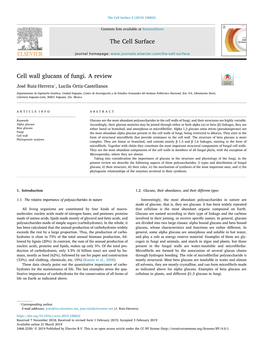 Cell Wall Glucans of Fungi. a Review T ⁎ José Ruiz-Herrera , Lucila Ortiz-Castellanos