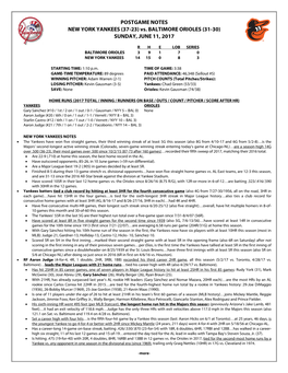 Post-Game Notes