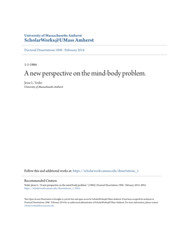 A New Perspective on the Mind-Body Problem. Jesse L