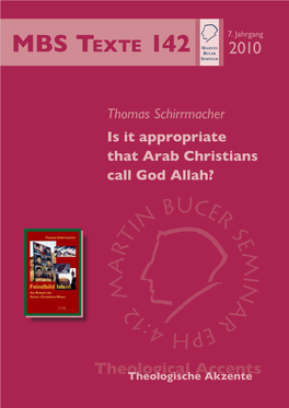 Is It Appropriate That Arab Christians Call God Allah?