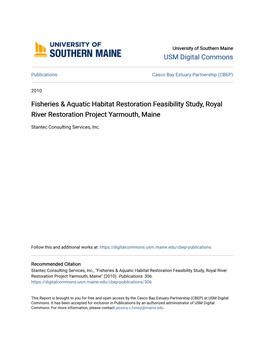 Fisheries & Aquatic Habitat Restoration Feasibility Study, Royal