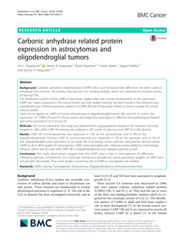 Carbonic Anhydrase Related Protein Expression in Astrocytomas and Oligodendroglial Tumors Sini L