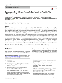 Eco-Epidemiology of Novel Bartonella Genotypes from Parasitic Flies of Insectivorous Bats