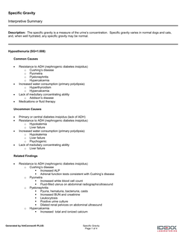 Specific Gravity Interpretive Summary