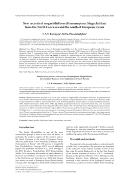 Hymenoptera: Megachilidae) from the North Caucasus and the South of European Russia