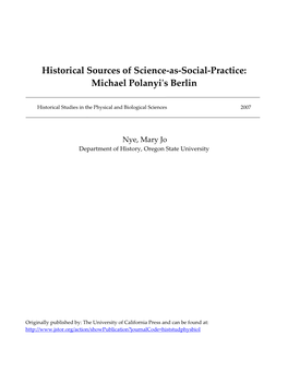 Michael Polanyi's Berlin