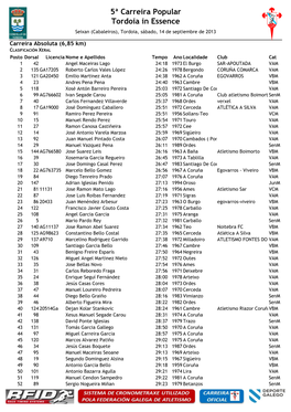 5ª Carreira Popular Tordoia in Essence Seixan (Cabaleiros), Tordoia, Sábado, 14 De Septiembre De 2013