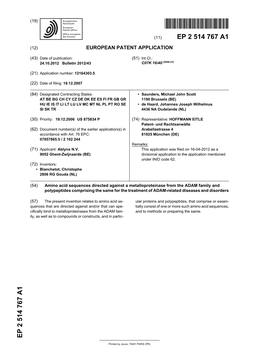 Amino Acid Sequences Directed Against a Metalloproteinase from the ADAM Family and Polypeptides Comprising the Same for the Trea