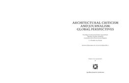 Architectural Criticism and Journalism: Global Perspectives