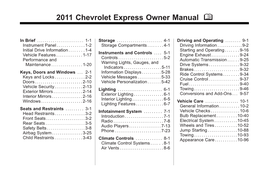 Chevrolet Express Owner Manual - 2011 Black Plate (1,1)