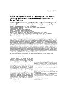 Posttreatment Recovery of Suboptimal DNA Repair Capacity and Gene