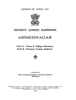 District Census Handbook, Ahmednagar, Part