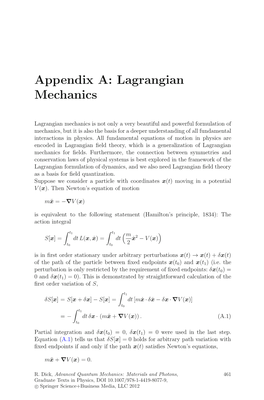 Appendix A: Lagrangian Mechanics