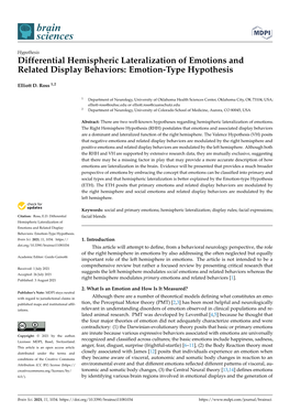 Differential Hemispheric Lateralization of Emotions and Related Display Behaviors: Emotion-Type Hypothesis