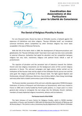 The Denial of Religious Plurality in Russia