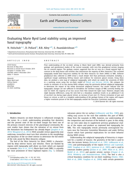 Evaluating Marie Byrd Land Stability Using an Improved Basal Topography ∗ N