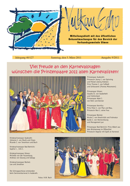 Viel Freude an Den Karnevalstagen Wünschen Die Prinzenpaare 2011 Allen Karnevalisten!