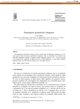 Topological Geometrical Categories