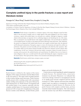 Complete Urethral Injury in the Penile Fracture: a Case Report and Literature Review