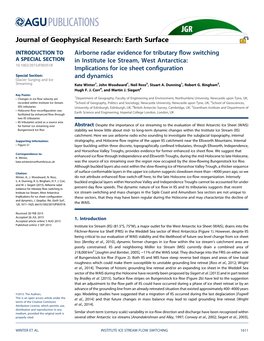 Airborne Radar Evidence for Tributary Flow Switching in Institute Ice Stream