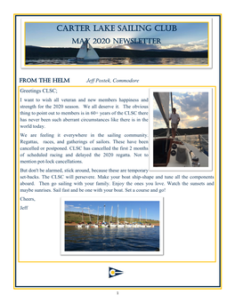 Carter Lake Sailing Club May 2020 Newsletter