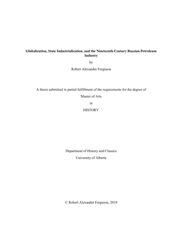 Globalization, State Industrialization, and the Nineteenth Century Russian Petroleum Industry by Robert Alexander Ferguson