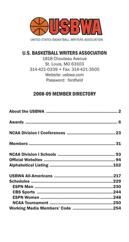 2008-09 USBWA Member Directory