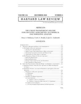 Articles the Failed Transparency Regime for Executive Agreements: an Empirical and Normative Analysis