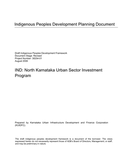 IND: North Karnataka Urban Sector Investment Program