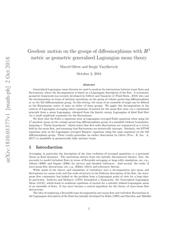 Geodesic Motion on the Groups of Diffeomorphisms with $ H^ 1