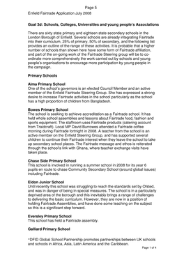 Enfield Fairtrade Application July 2008 *DFID Global School