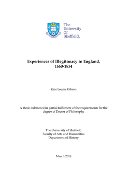 Experiences of Illegitimacy in England, 1660-1834