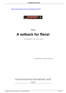 A Setback for Renzi