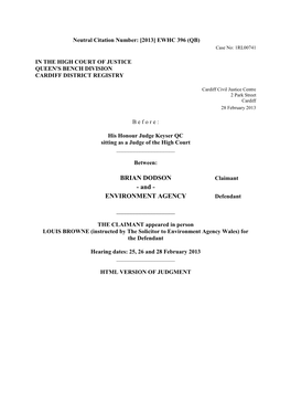 Dodson V Environmental Agency.Pdf