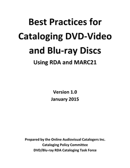 OLAC Best Practices for Cataloging DVD-Video and Blu-Ray Discs