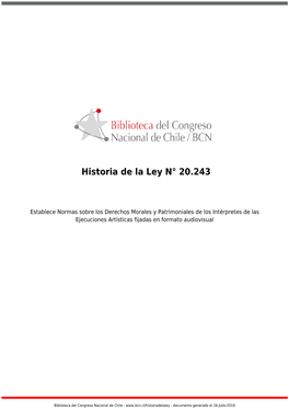 Historia De La Ley N° 20.243