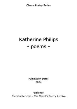 Katherine Philips - Poems