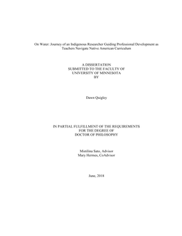 On Water: Journey of an Indigenous Researcher Guiding Professional Development As Teachers Navigate Native American Curriculum