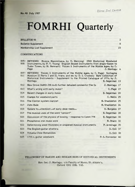 FOMRHI Quarterly