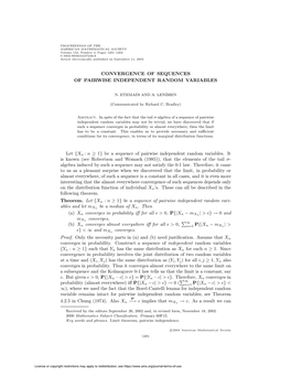 Convergence of Sequences of Pairwise Independent Random Variables