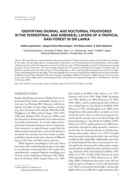 Identifying Diurnal and Nocturnal Frugivores in the Terrestrial and Arboreal Layers of a Tropical Rain Forest in Sri Lanka