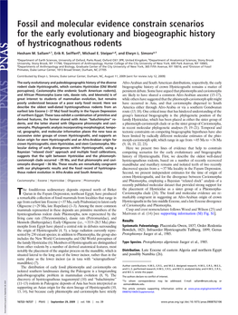 Fossil and Molecular Evidence Constrain Scenarios for the Early Evolutionary and Biogeographic History of Hystricognathous Rodents