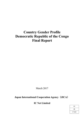 Country Gender Profile Democratic Republic of the Congo Final Report