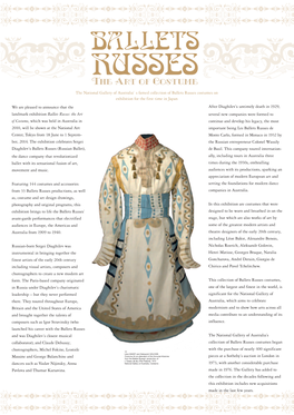 We Are Pleased to Announce That the Landmark Exhibition Ballets Russes