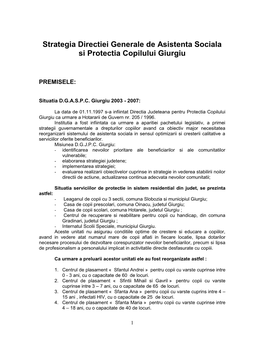 Strategia Directiei Generale De Asistenta Sociala Si Protectia Copilului Giurgiu