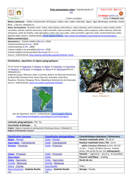 Cedrela Fissilis (°) Statut IUCN : EN A1cd Vell