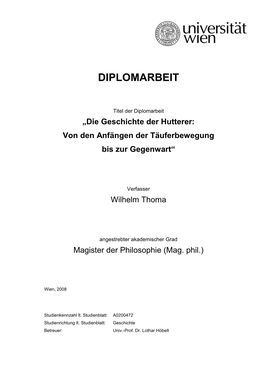 Diplomarbeit Wilhelm Thoma
