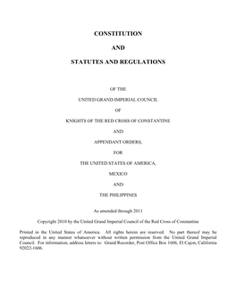 Constitution and Statutes and Regulations (Grand Recorder)